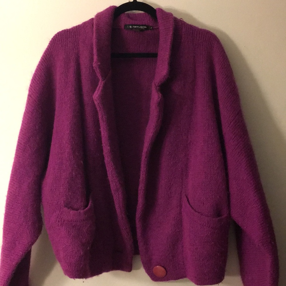 Acrylic and wool blend cardigan jacket